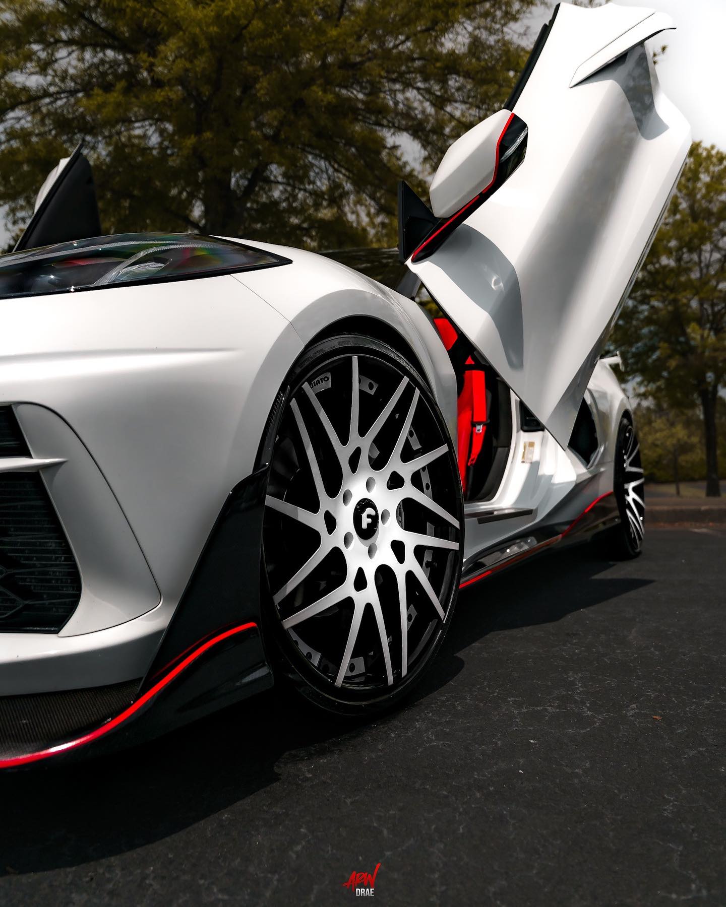 White C8 with mesh forged wheels